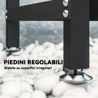 Outsunny Legnaia da 0.8m³ Regolabile con Telo Impermeabile e Catene in Acciaio, 235x31x116 cm, Nero(m-7)