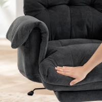 HOMCOM Bureaustoel met verstelbare rugleuning, verrijdbare gestoffeerde stoel, fauteuil, in hoogte verstelbaar, staal, donkergrijs(m-11)