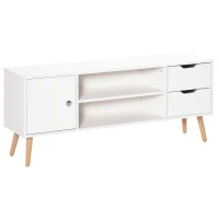 HOMCOM TV Stand for TVs up to 50", TV Console Cabinet with Open Storage Shelf and Drawers for Living Room, Entertainment Room and Bedroom, White(m-1)