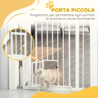 PawHut Cancellino per Cani con Porta Piccola, Montaggio a Pressione e Chiusura Automatica, 74-80x76.2cm, Bianco(m-6)