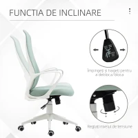 Vinsetto Scaun de Birou Ergonomic și Căptușit cu Înălțime Reglabilă și Funcție de Balansare, 62x56x110-119.5 cm, Verde(m-5)