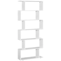 HOMCOM Estanteria Libreria 6 Estantes Madera Forma S 80x24x191 cm Estantes Color Blanco(m-11)