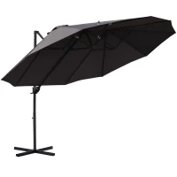 parasol met zwengel dubbele parasol tuinparasol zonwering metaal grijs(m-1)