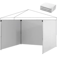 Outsunny Lot de 3 parois latérales pour tonnelle de 3 x 3 m, Panneaux Latéraux pour pavillon, fermeture éclair tissu Oxford blanc(m-13)