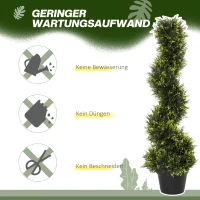 Outsunny Kunstmatige spiraalplant, Spiraalvormige cederboom met pot, 90 cm, Kunstmatige ceder voor buiten- en binnendecoratie, Groen(m-6)