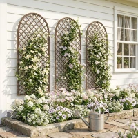 Outsunny Garden Trellis, Decorative Trellis Panels for Climbing Outdoor Plants, Vegetables, Vines, Flowers, Natural Wood Finish(m-2)