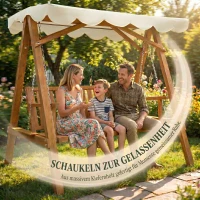 Outsunny Hollywoodschommel tuinschommel schommelbank 3-zits larikshout crème(m-4)