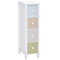 HOMCOM Chest of Drawers, 4 Drawer Dresser, Storage Organizer Toilet Tissue Cabinet for Bedroom, Bathroom