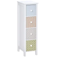 HOMCOM Chest of Drawers, 4 Drawer Dresser, Storage Organizer Toilet Tissue Cabinet for Bedroom, Bathroom(m-1)