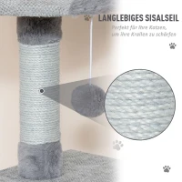 krabpaal kattenboom met kattengrot trap E1 spaanplaat jute grijs(m-6)
