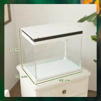 PawHut 41 Liter Glas-Aquarium met Filtersysteem, LED-Verlichting, Waterpomp, voor Diverse Vissoorten, Wit(m-3)
