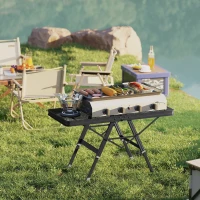 Outsunny Verstelbare Campingtafel Inklapbaar met Metalen Raster, Gemaakt van Aluminium(m-8)