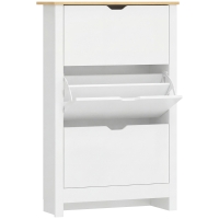 HOMCOM Schoenenkast Schoenenrek Schoenenopslag, 3 vakken, 18 paar schoenen, 72 cm x 26 cm x 112 cm, Wit + Bruin