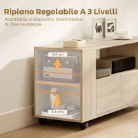 HOMCOM Mobile Porta TV da 42" con Ruote Girevoli e Freno, Ripiani Regolabili e Cassetti, 102x34.5x48.5 cm, Legno(m-6)