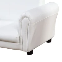 HOMCOM Kids Sofa Bed Kids Twin Sofa Toddler Chair 2 Seater Kids Twin Sofa Chair Boys Girls Couch w/ Footstool (White)(m-9)