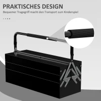 DURHAND Gereedschapskist, 3 niveaus, Staal, 56L x 20B x 41H cm, Zwart(m-4)