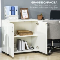 Vinsetto Armadietto per Documenti con Serratura, Armadio da Ufficio con 2 Ante e 2 Ripiani, Mobiletto Multiuso Portaoggetti con Maniglia in Lega di Alluminio, per Casa Ufficio, 80x40x80 cm, Bianco(m-4)