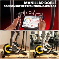 SPORTNOW Bicicleta Elíptica para Casa Silenciosa con Bluetooth Compatible con App Resistencia de 8 Niveles Sensor Pulso Ruedas(m-7)