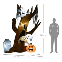 HOMCOM Halloween decoratie, 2,40m grote spookboom, zelfopblazend, LED-verlichting, voor buitenruimtes(m-3)
