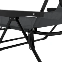 Outsunny Tuinstoel Ligstoel, opvouwbaar, weerbestendig, 194 cm x 72 cm x 89 cm, Zwart + Donkergrijs(m-10)