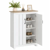 HOMCOM Dulap pentru pantofi 4 niveluri 12 perechi Dulap pentru pantofi 2 uși și rafturi reglabile 80x32,8x105cm Stejar și Alb(m-8)