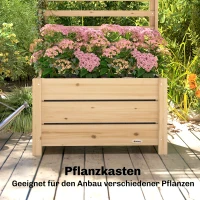 Outsunny Verhoogde plantenbak met spalier hout plantenbak met spalier afvoergat vliesvoering 60 x 39 x 200 cm natuurhout(m-5)