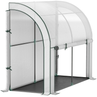 Outsunny Muurbevestigd Kas, Toegankelijk Plantenhuis, Kunststof Zeil, 300 x 80 x 157 cm, Wit