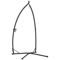 Outsunny Hammock Chair Stand Only, Hanging Chair Stand with X-Shape Base, Heavy Duty Steel Single Hammock Egg Swing Frame for Indoor Outdoor, 150 KG Load Capacity Black(m-1)