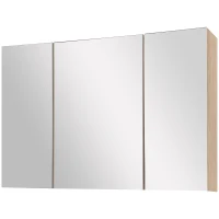 kleankin Specchio Bagno Contenitore con 3 Ante a Specchio Soft Close, Specchiera Bagno con Ripiani Regolabili in Legno e Vetro, 90x13.5x60 cm, Color Legno(m-11)