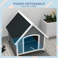 PawHut Cușcă pentru câini din lemn pentru exterior, căsuță pentru câini mari cu podea detașabilă, 84x99x87cm, gri(m-5)