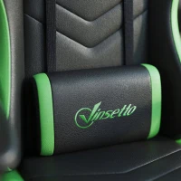 Vinsetto Scaun de Gaming cu Înălțime Reglabilă și Spătar Rabatabil, 65x65x121-129 cm, Negru și Verde(m-8)