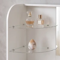 HOMCOM Dressing Table with LED Mirror and Stool, L-Shaped Vanity Desk with Drawers and Shelves, White(m-13)