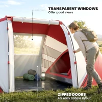 Outsunny 4 Man UV Protection Camping Tent - Grey and Red(m-5)