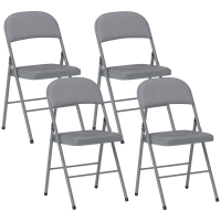HOMCOM Juego de 4 Sillas Plegables Tapizadas en Terciopelo Estructura de Acero con Respaldo para Espacios Pequeños Gris Claro