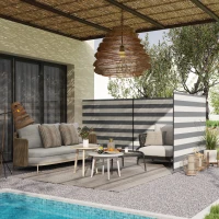 Outsunny Paravento da Spiaggia Pieghevole Frangivista in Poliestere con Barre in Acciaio, 540x150 cm, Grigio(m-10)