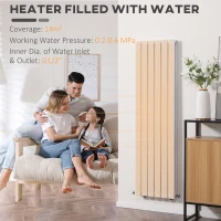 HOMCOM 460 x 1600 mm Double Panel Vertical Designer Radiator, Water-filled Heater for Home, Space Heater, Quick Warm up, Living room, Study, Apartments, White(m-4)