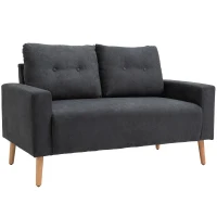 HOMCOM Divano 2 Posti Moderno in Stile Nordico con Schienale Trapuntato in Tessuto, 145x76x88 cm, Grigio(m-1)