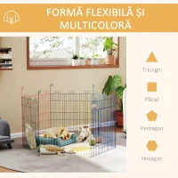 PawHut Gard pentru Câini cu 6 Panouri din Metal și Închidere cu Clapetă, Ø120x60 cm, Multicolor(m-5)