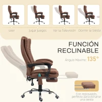 Vinsetto Silla de Oficina con 6 Puntos de Masaje Ajustable con Función Calefacción Reposapiés Retráctil y Control Remoto Marrón(m-8)