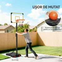 SPORTNOW Coș de baschet pentru adulți, înălțime reglabilă 2.1-2.4 m, cu roți și bază umplibilă, galben(m-6)