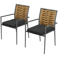 Outsunny Moderne Zwarte Tuinstoelen - Weerbestendige Buitenstoelen voor Terras - Afmetingen 57 x 58 x 87 cm(m-10)