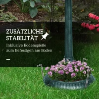 Outsunny Vogelbad met Beelden, 2 Bassins, Kunststof, Antieke Uitstraling, 49,5L x 38B x 81H cm, Donkergroen(m-7)