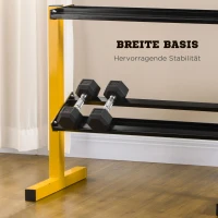 SPORTNOW Dumbbell Rek voor Korte Halters, Tot 270 kg, 2 Schappen, Stalen Frame, Geel, 92,5 x 50,5 x 80,5 cm(m-5)