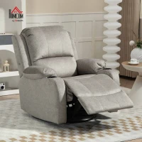 HOMCOM Relaxfauteuil met Voetensteun en Ligfunctie, incl. Bekerhouders, tot 150 kg, Bruin(m-2)