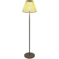 Outsunny Solar Staande Lamp Rotan met Lichtsensor 25 LED-Lichten Solarlamp in Boho-Stijl Ø33 x 135 cm