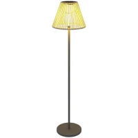 Outsunny Solar Staande Lamp Rotan met Lichtsensor 25 LED-Lichten Solarlamp in Boho-Stijl Ø33 x 135 cm(m-1)