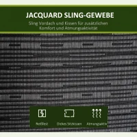 Outsunny Hollywoodschommel 3-zitten tuinschommel verstelbare zonnedak Textileen(m-5)