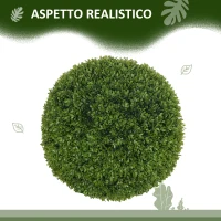 HOMCOM Set di 2 Piante Finte di Bosso in PE da Ø40 cm per Interno ed Esterno, Verde(m-4)