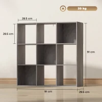 HOMCOM Nine-Cube Storage Shelf - Marble Grey(m-3)