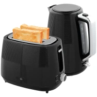 HOMCOM Waterkoker- en Toaster-Set, 1,7 L, verschillende functies, RVS, Zwart(m-11)
